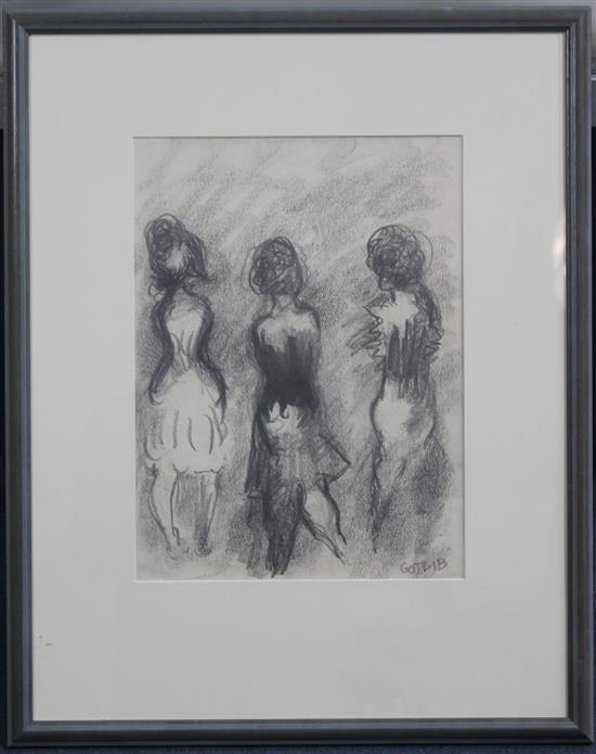 Henryk Gotlib (1890-1966) Three Girls, Lerichi, 1963, 13 x 9.5in.